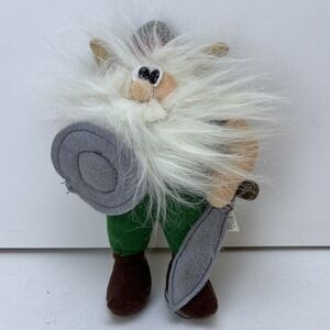 Vintage Cloud 9 Viking Plush Stuffed Animal Sword Shield Horns Helmet 8"